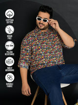 Men Plus Size Lasko Floral Short Kurta - bigbanana