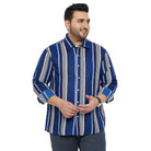 Men Plus Size Lava-Blue Striped Shirt - bigbanana