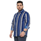 Men Plus Size Lava-Blue Striped Shirt - bigbanana