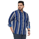 Men Plus Size Lava-Blue Striped Shirt - bigbanana