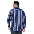 Men Plus Size Lava-Blue Striped Shirt - bigbanana