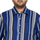 Men Plus Size Lava-Blue Striped Shirt - bigbanana