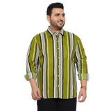 Men Plus Size Lava-Green Striped Shirt - bigbanana