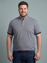 Men Plus Size Embellish Blue Solid Henley