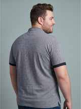 Men Plus Size Embellish Blue Solid Henley