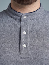 Men Plus Size Embellish Blue Solid Henley