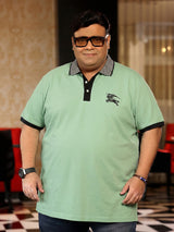 Men Plus Size Leaf Green Solid Polo Tshirt