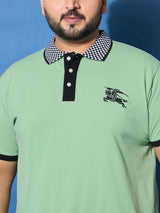 Men Plus Size Leaf Green Solid Polo Tshirt
