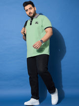 Men Plus Size Leaf Green Solid Polo Tshirt