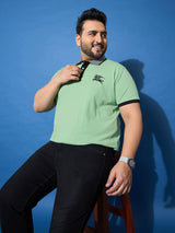 Men Plus Size Leaf Green Solid Polo Tshirt