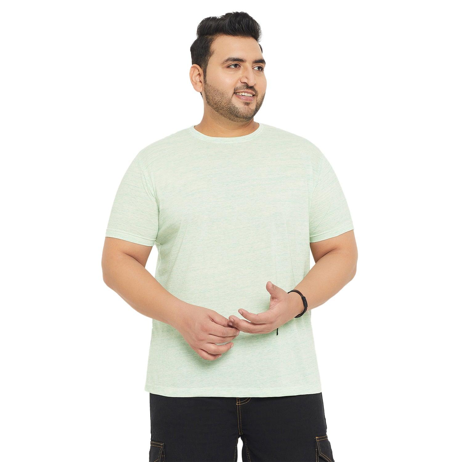 Men Plus Size Leeson Solid Round Neck Tshirt - bigbanana