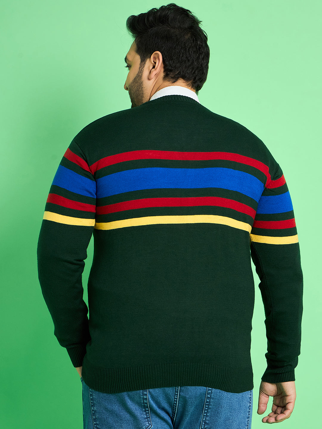 Men Plus Size Leonora Striped Sweater - bigbanana