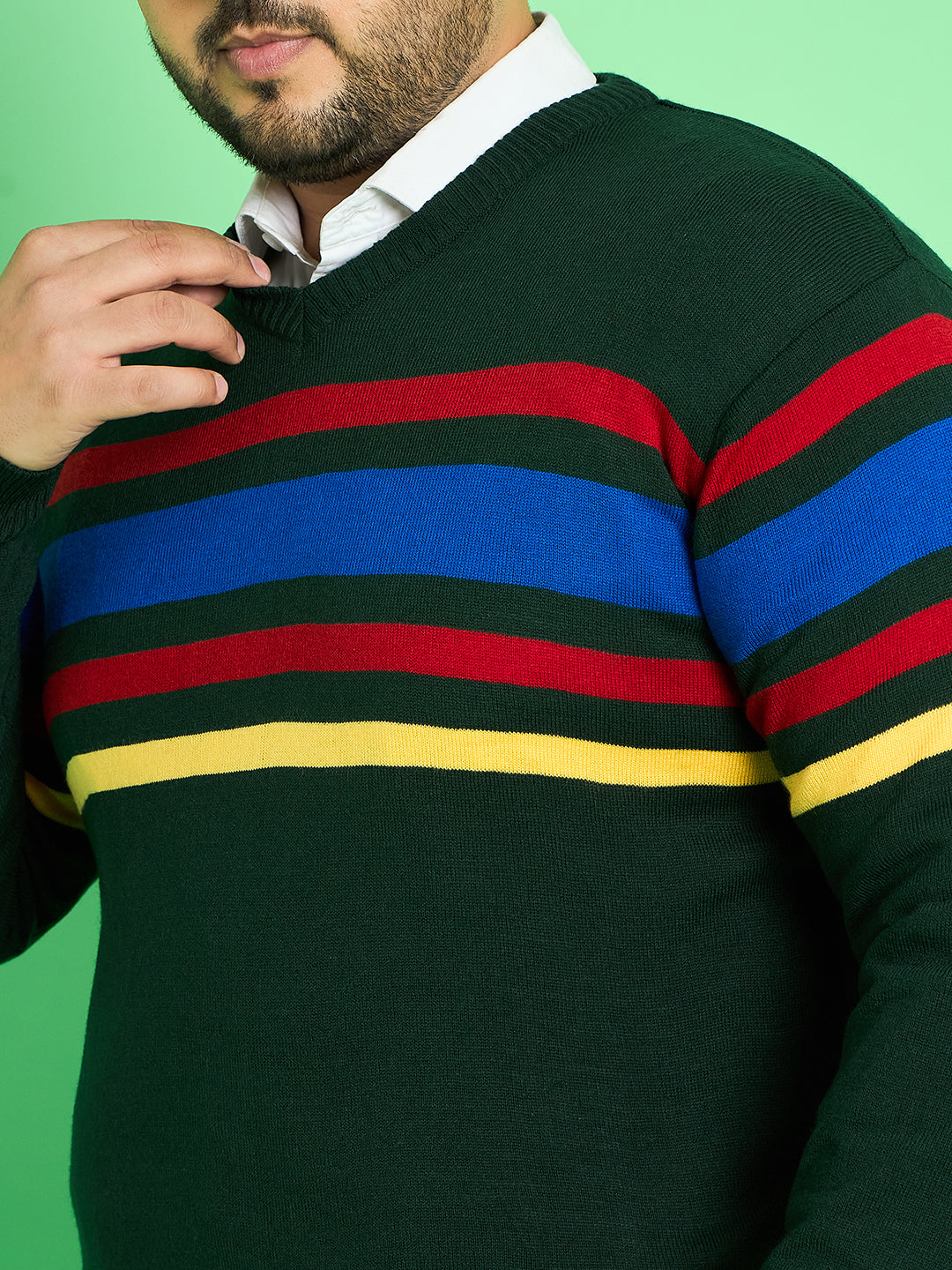 Men Plus Size Leonora Striped Sweater - bigbanana