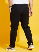 Men Plus Size Lepton-Black Solid Trouser - bigbanana