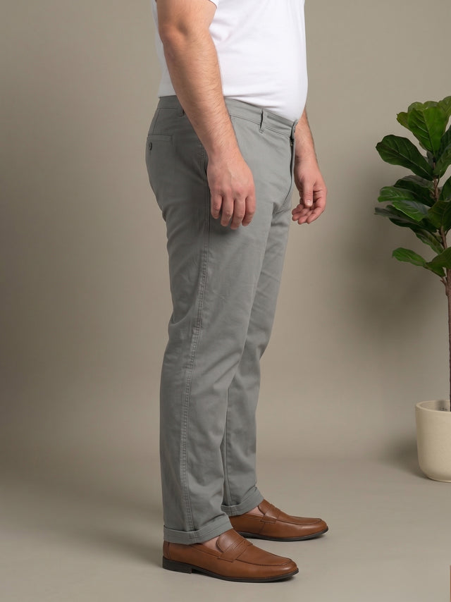 Men Plus Size Concrete Grey Solid Trousers