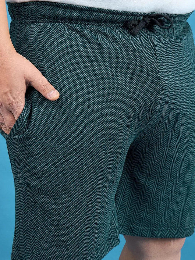 Men Plus Size Lesnar Teal Solid Shorts - bigbanana