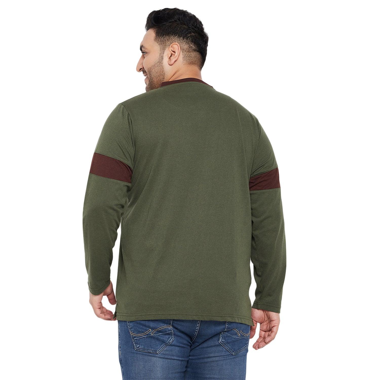 Men Plus Size Levitt Solid Henley Tshirt - bigbanana