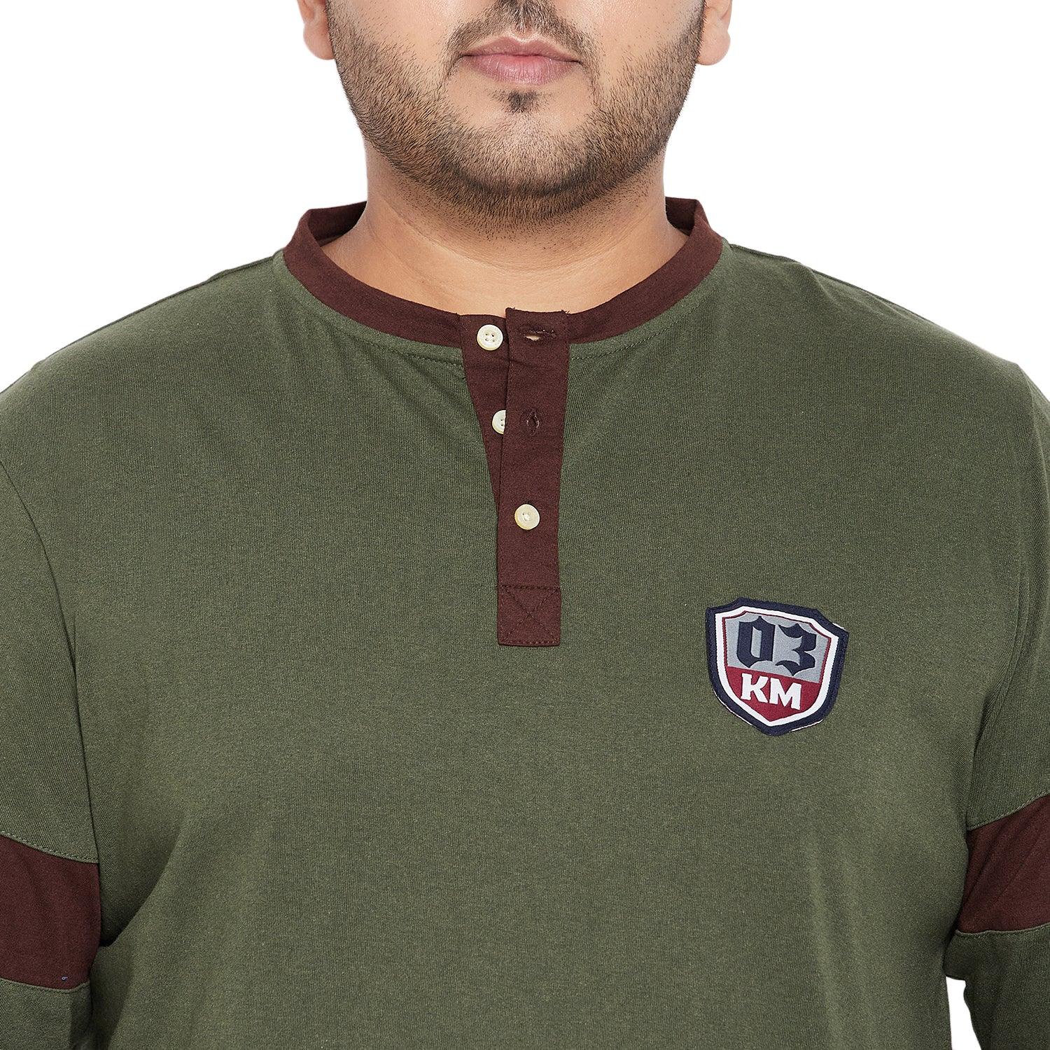 Men Plus Size Levitt Solid Henley Tshirt - bigbanana