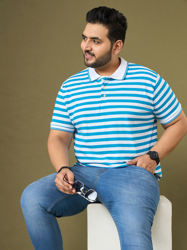 Men Plus Size Lillyhammer Multicolor Striped Polo Tshirt