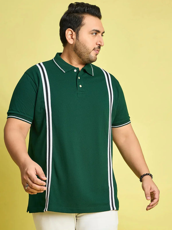 Men Plus Size Lingo-Green Solid Polo Tshirt