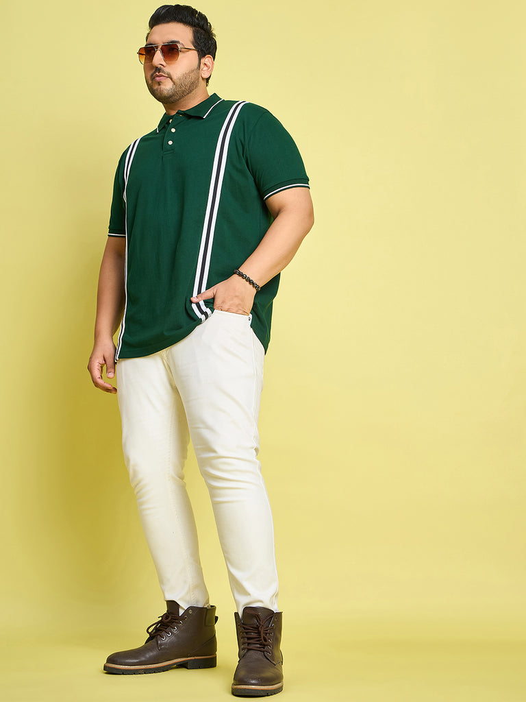 Men Plus Size Lingo-Green Solid Polo Tshirt - bigbanana