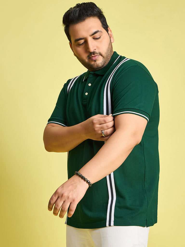 Men Plus Size Lingo-Green Solid Polo Tshirt - bigbanana