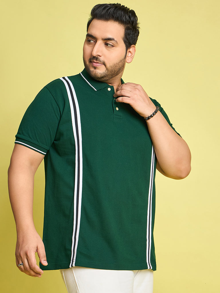 Men Plus Size Lingo-Green Solid Polo Tshirt - bigbanana