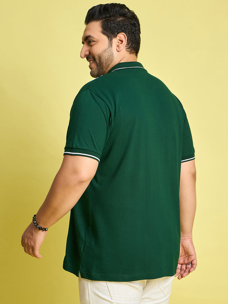 Men Plus Size Lingo-Green Solid Polo Tshirt - bigbanana