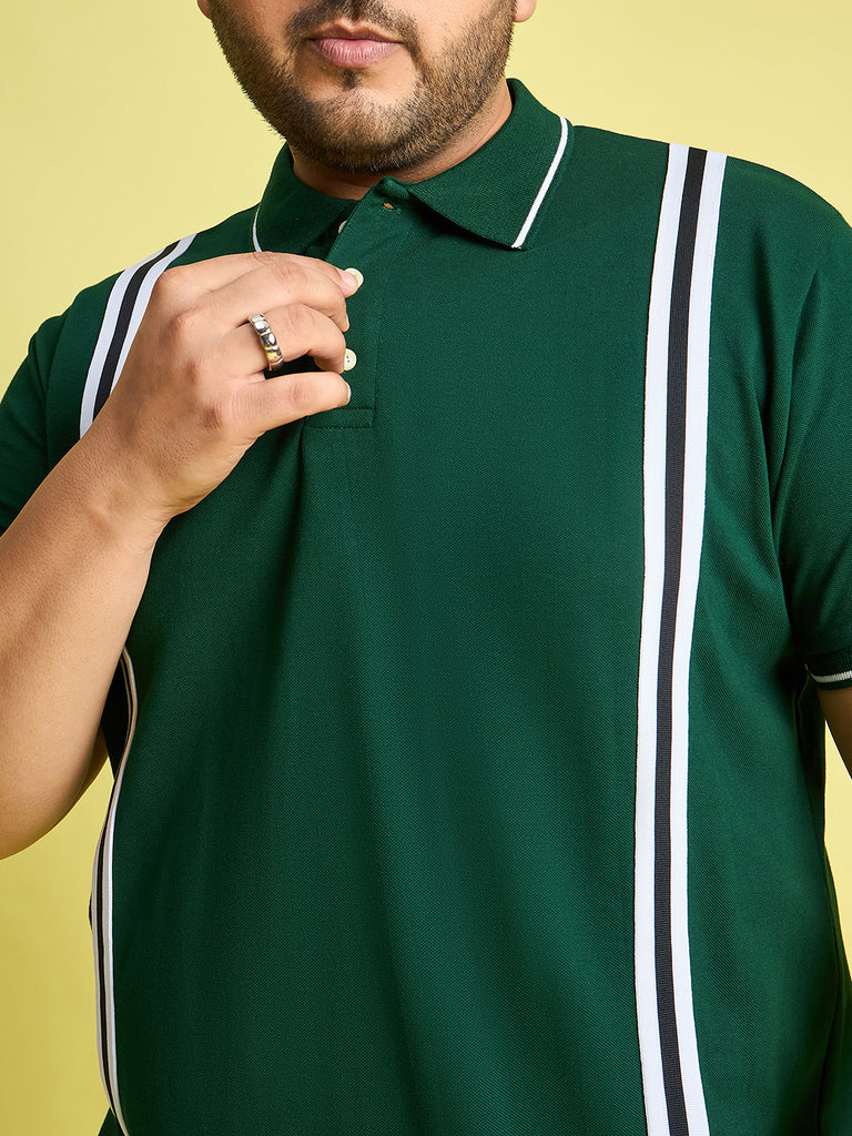 Men Plus Size Lingo-Green Solid Polo Tshirt - bigbanana