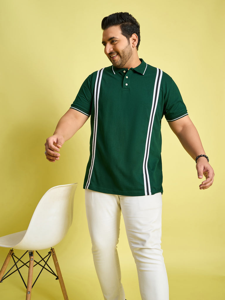 Men Plus Size Lingo-Green Solid Polo Tshirt - bigbanana