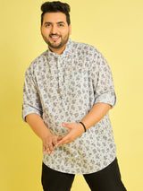 Men Plus Size Lipkovo Floral Short Kurta - bigbanana