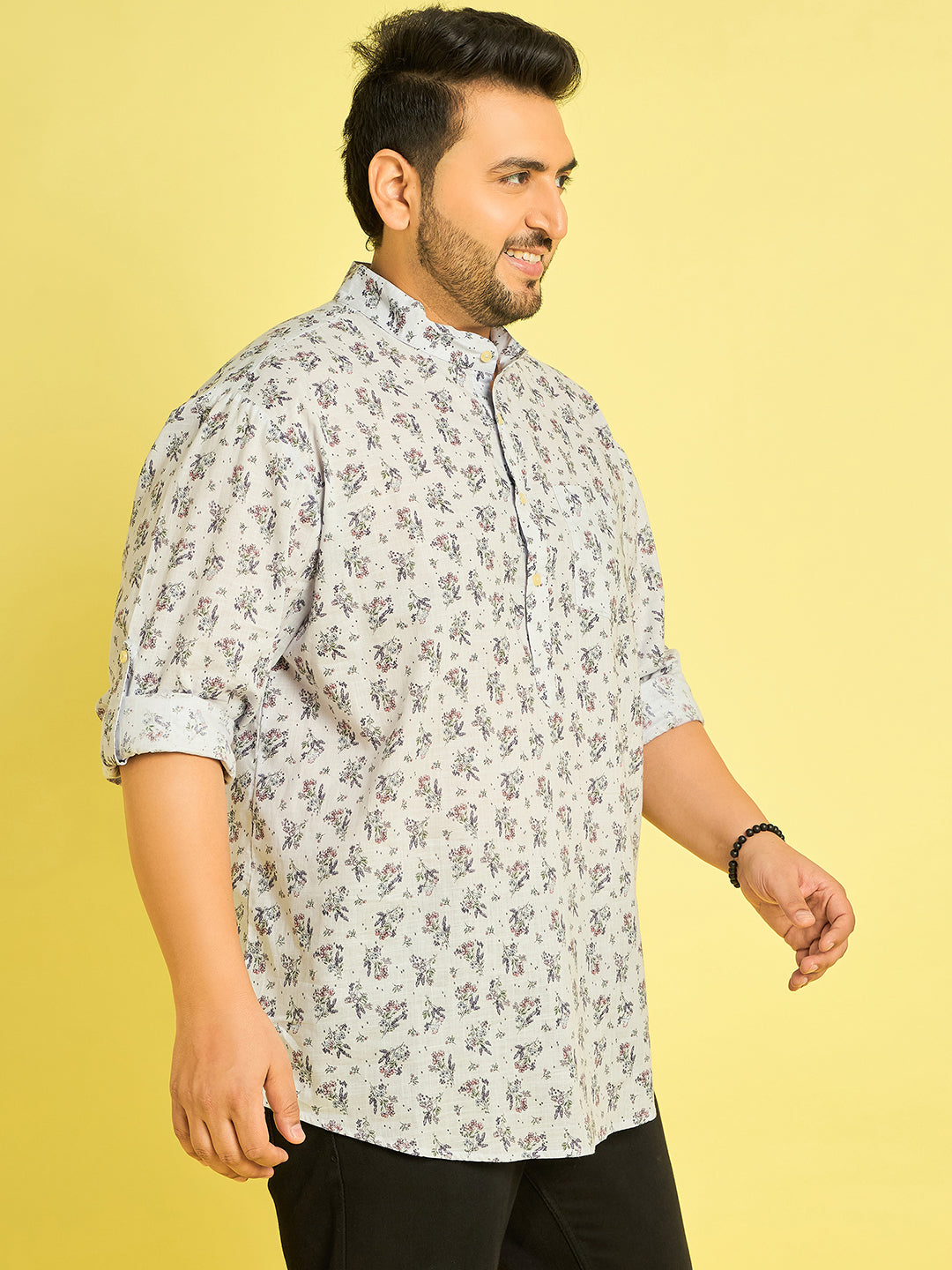 Men Plus Size Lipkovo Floral Short Kurta - bigbanana