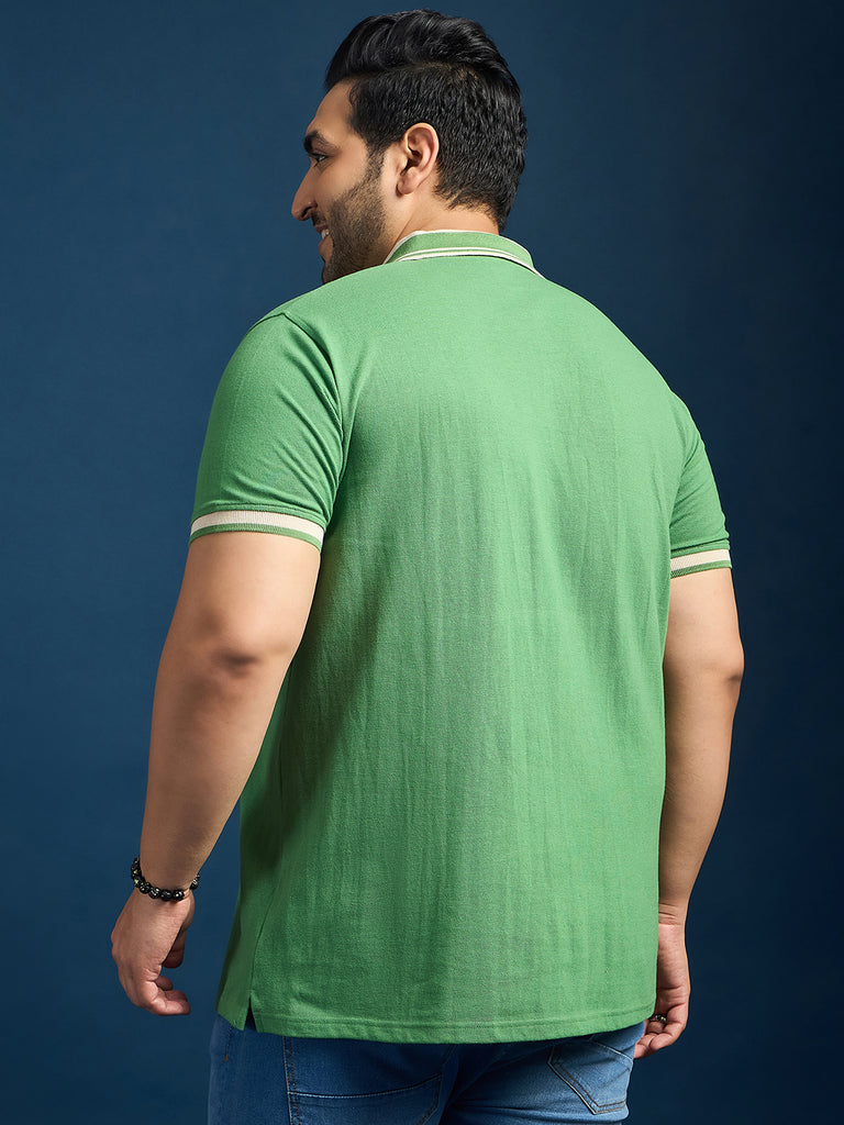 Men Plus Size Lomp-Green Solid Polo Tshirt - bigbanana