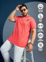 Men Plus Size Lomp-Pink Solid Polo Tshirt