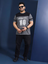 Men Plus Size Loomia Striped Grey Round Neck Tshirt