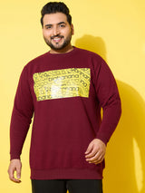 Men Plus Size Looper Maroon Printed Sweatshirt