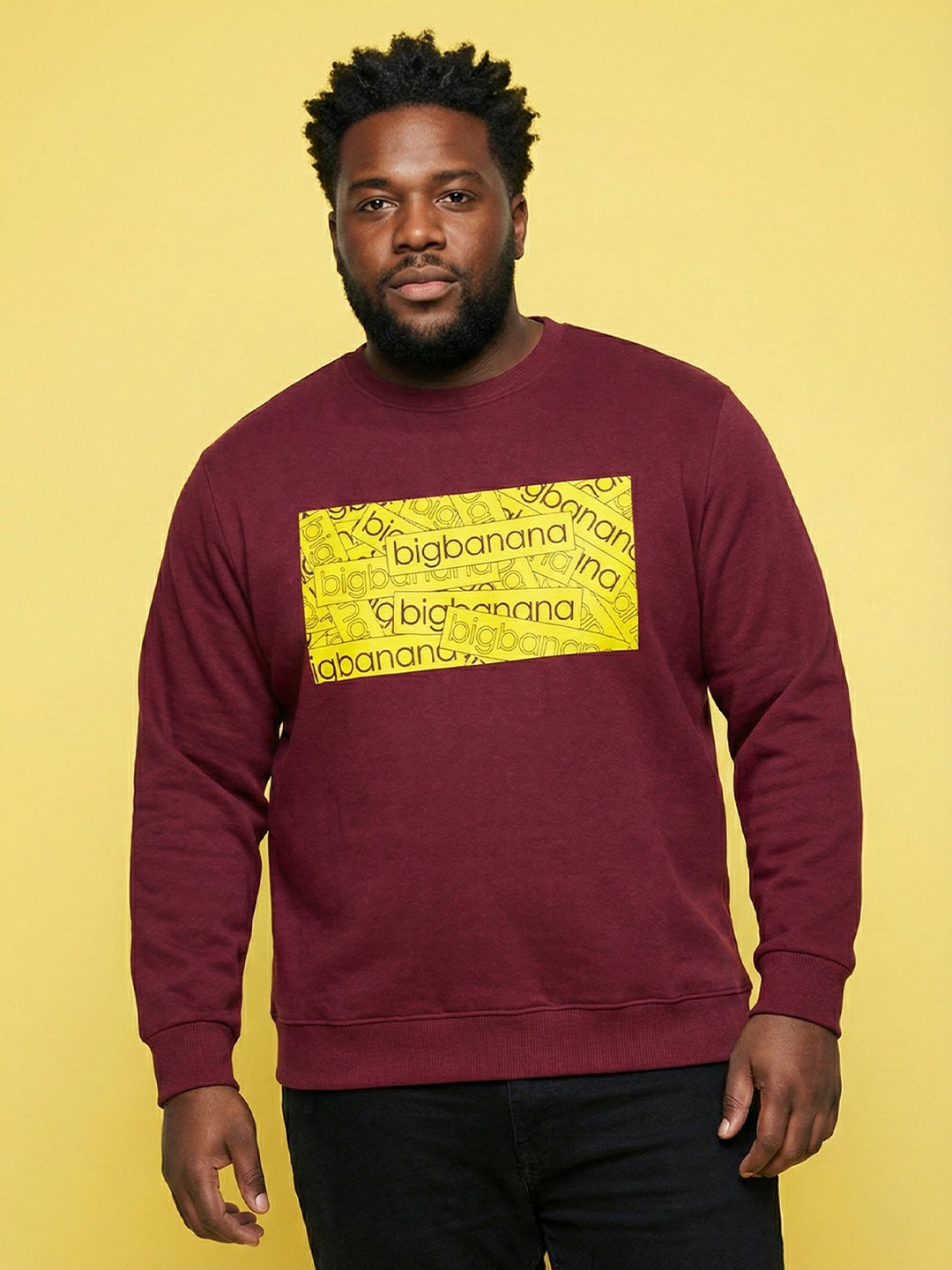 Men Plus Size Looper Maroon Printed Sweatshirt