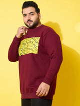 Men Plus Size Looper Maroon Printed Sweatshirt