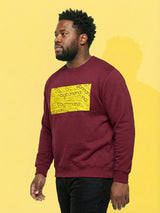Men Plus Size Looper Maroon Printed Sweatshirt