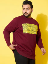 Men Plus Size Looper Maroon Printed Sweatshirt