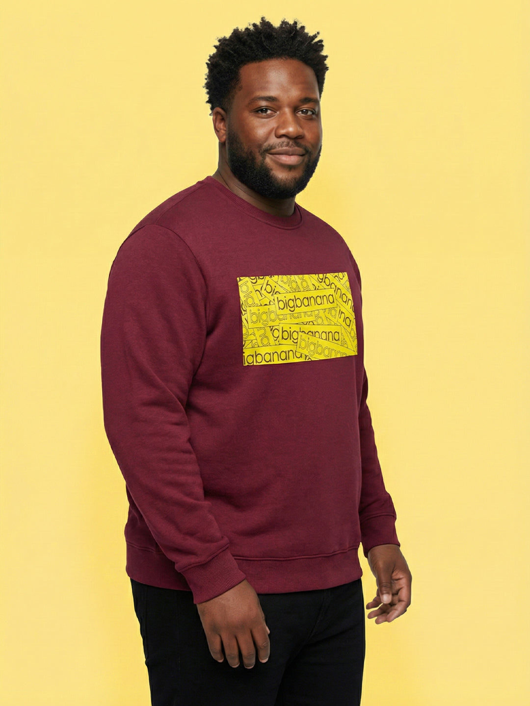 Men Plus Size Looper Maroon Printed Sweatshirt