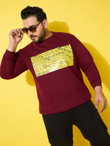 Men Plus Size Looper Maroon Printed Sweatshirt