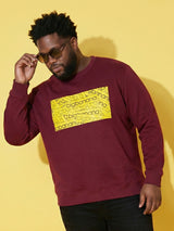 Men Plus Size Looper Maroon Printed Sweatshirt