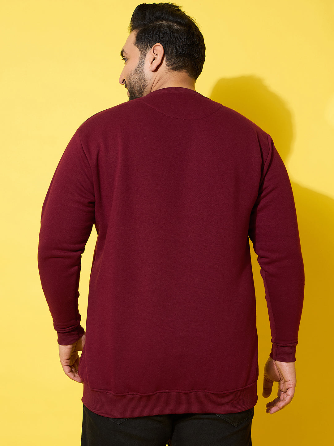 Men Plus Size Looper Maroon Printed Sweatshirt