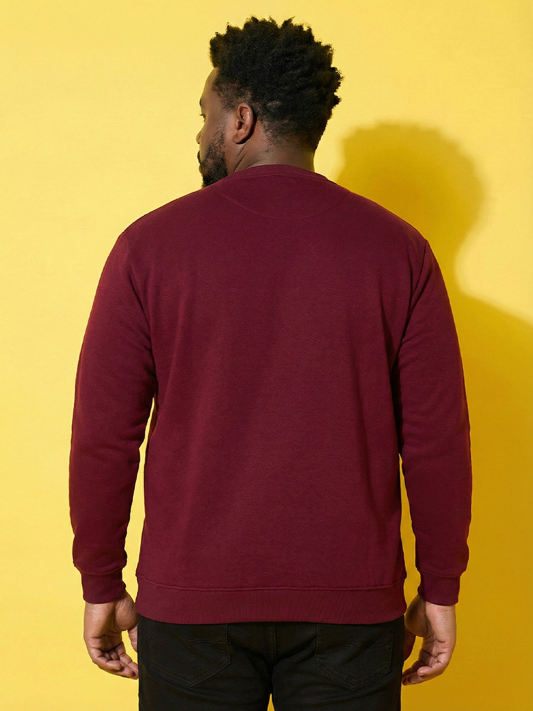 Men Plus Size Looper Maroon Printed Sweatshirt