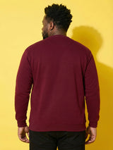 Men Plus Size Looper Maroon Printed Sweatshirt