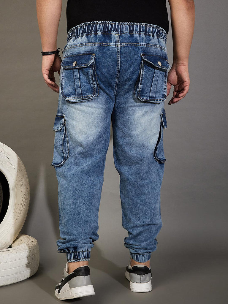 Men Plus Size Loza Washed Indigo Denim - bigbanana