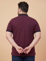 Men Plus Size Forsake Maroon Printed Polo