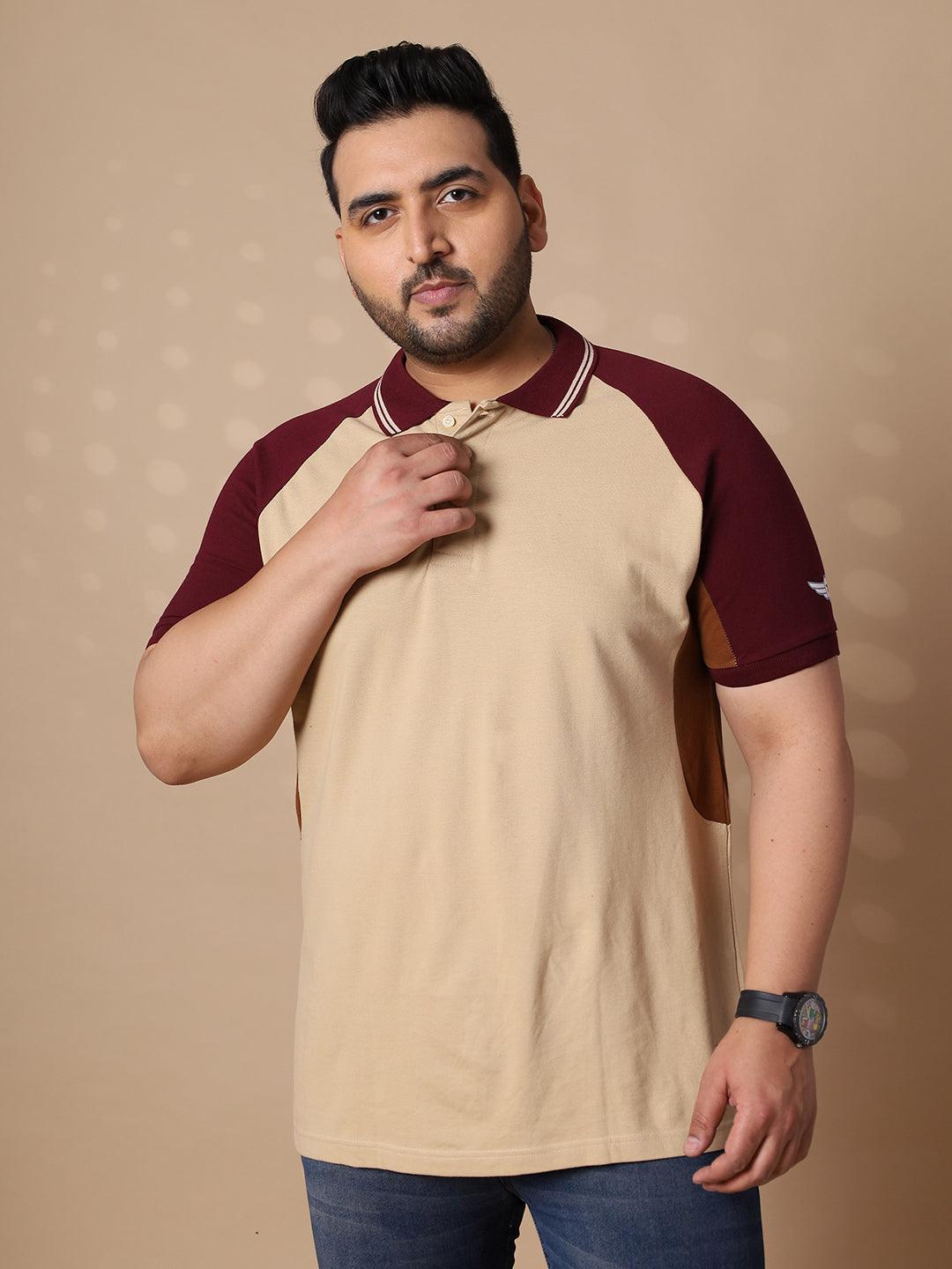 Men Plus Size Malfoy Colorblock Polo Tshirt - bigbanana