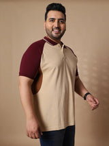 Men Plus Size Malfoy Colorblock Polo Tshirt - bigbanana